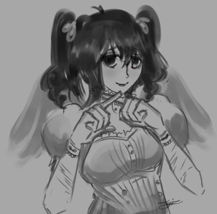 No coloring, clean sketch, simple rendering, waist up