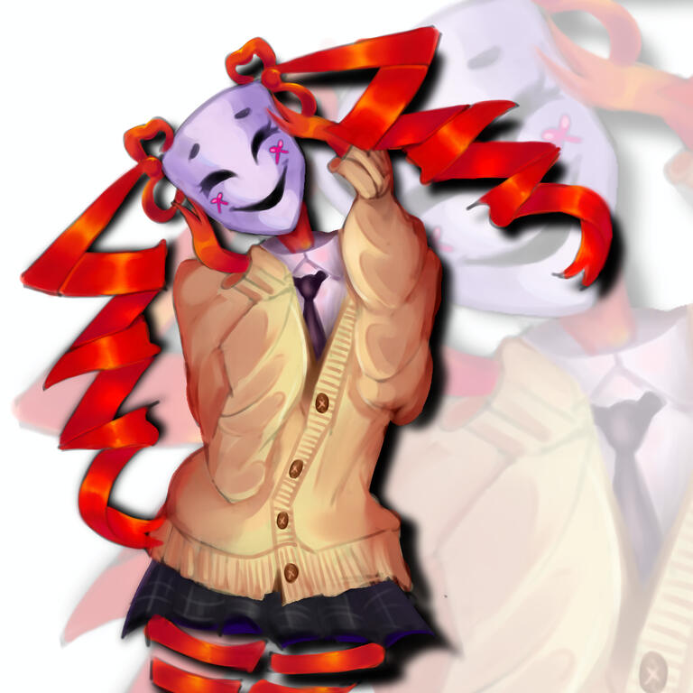 Fully Colored, fully rendered, simple background, half body